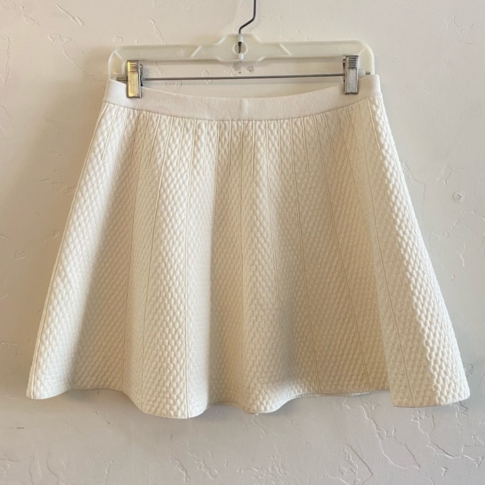 Rachel Rachel Roy Cream Thick Knit Textured Skater Mini Skirt Large